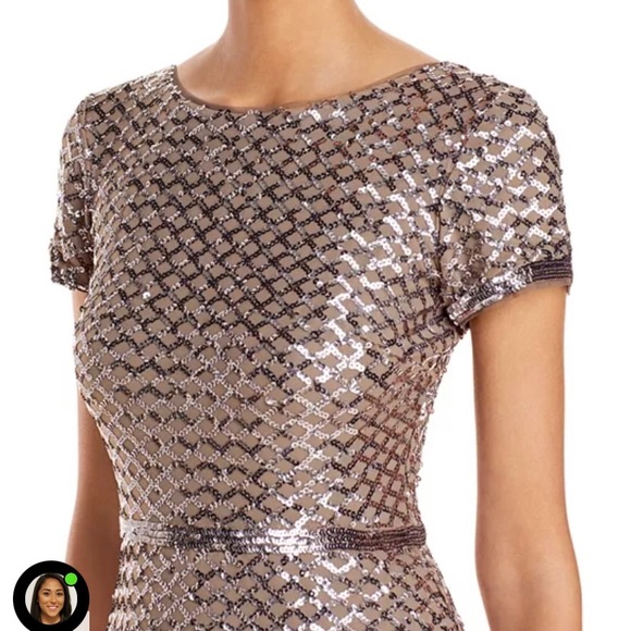 Aqua - belted sequin gown - Picture 1 of 10